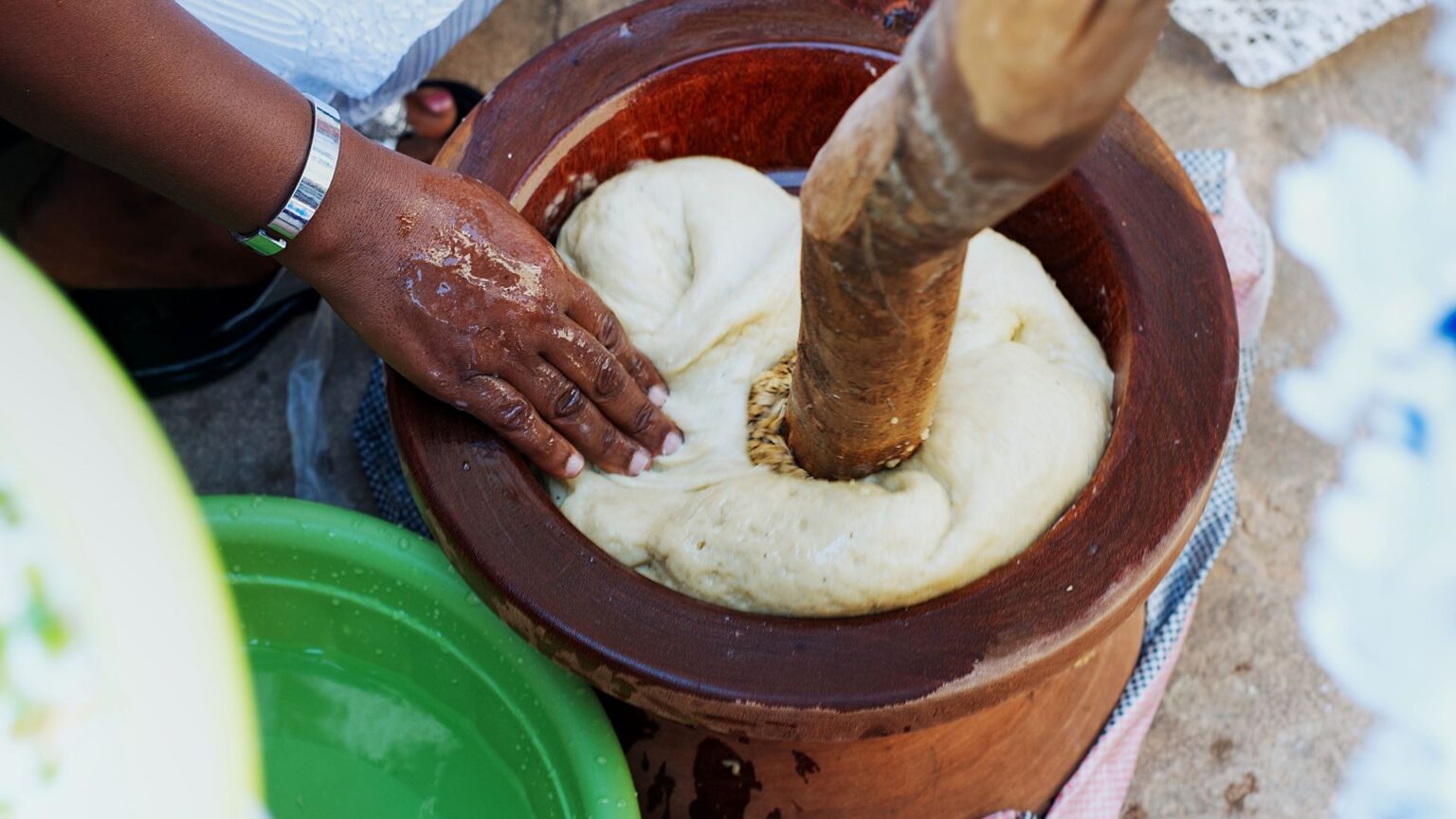 Woman making Fufu